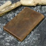 Men Passport Bag Crazy Horse Leather Wallet Large Capacity Purse