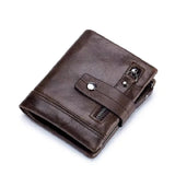 Cowhide Leather Zipper Buckle Short Wallet For Men