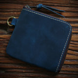 Men's Cowhide Leather Wallet Short Zipper Money Clip