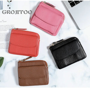Short Casual Zipper Wallet Soft Leather Purse