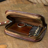 Leather Key Bag Zipper Waist Hanging Car Key Wallet