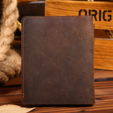 Cowhide Leather Wallet for Men Crazy Horse Leather Vintage Wallet