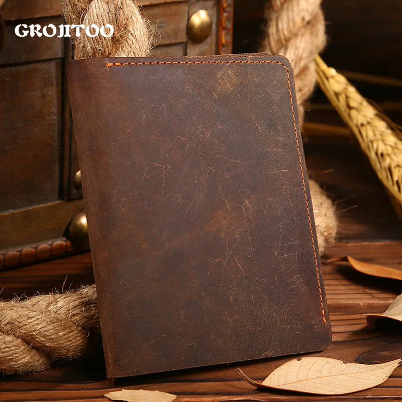 Cowhide Leather Wallet for Men Crazy Horse Leather Vintage Wallet