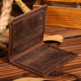 Cowhide Leather Wallet for Men Crazy Horse Leather Vintage Wallet