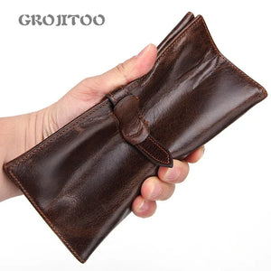 Hot Top Layer Leather Lady's Purse Long Oil Wax Leather Wallet