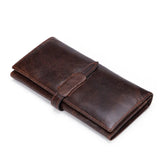 Hot Top Layer Leather Lady's Purse Long Oil Wax Leather Wallet