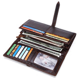 Hot Top Layer Leather Lady's Purse Long Oil Wax Leather Wallet