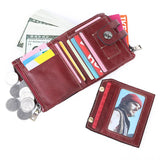 RFID Leather Wallet with Canvas Anti-Theft Design