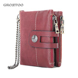 RFID Leather Wallet with Canvas Anti-Theft Design