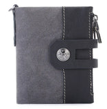 RFID Leather Wallet with Canvas Anti-Theft Design