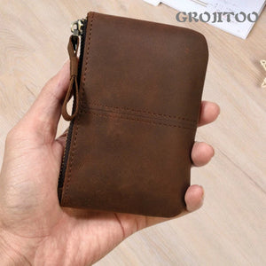 Vintage Zipper Wallet Small Purse Men's Women's Leather