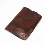 Men's Vegetable Tanned Leather Wallet Pleated Purse