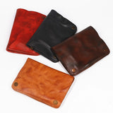 Men's Vegetable Tanned Leather Wallet Pleated Purse