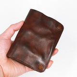 Men's Vegetable Tanned Leather Wallet Pleated Purse