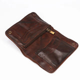 Men's Vegetable Tanned Leather Wallet Pleated Purse