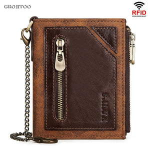 Men's RFID Leather Wallet with Double Zipper