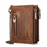 Men's RFID Leather Wallet with Double Zipper