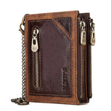 Men's RFID Leather Wallet with Double Zipper