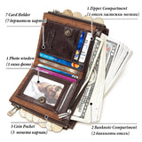 Men's RFID Leather Wallet with Double Zipper