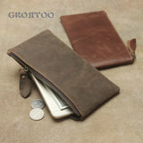 Slim Mad Horse Leather Men's Wallet Genuine Leather Mobile Phone Bag