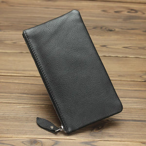 Slim Mad Horse Leather Men's Wallet Genuine Leather Mobile Phone Bag
