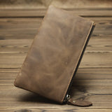 Slim Mad Horse Leather Men's Wallet Genuine Leather Mobile Phone Bag