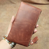 Slim Mad Horse Leather Men's Wallet Genuine Leather Mobile Phone Bag