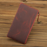 Slim Mad Horse Leather Men's Wallet Genuine Leather Mobile Phone Bag