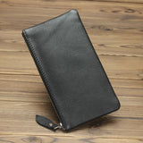 Slim Mad Horse Leather Men's Wallet Genuine Leather Mobile Phone Bag