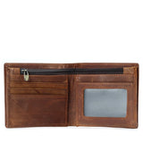 Crazy Horse Leather Zip Men's Wallet Short Bifold