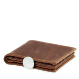 Crazy Horse Leather Zip Men's Wallet Short Bifold