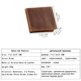 Crazy Horse Leather Zip Men's Wallet Short Bifold