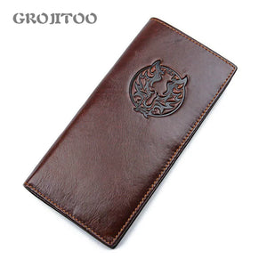Men's Cowhide Leather Clutch Wallet Multi-card Large Capacity