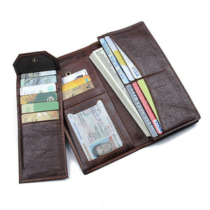 Men's Cowhide Leather Clutch Wallet Multi-card Large Capacity