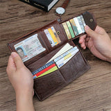 Men's Cowhide Leather Clutch Wallet Multi-card Large Capacity