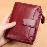 Leather Women's Wallet Short Multifunctional Zipper Buckle