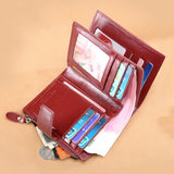 Leather Women's Wallet Short Multifunctional Zipper Buckle