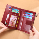 Leather Women's Wallet Short Multifunctional Zipper Buckle