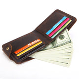 Men's Crazy Horse Cowhide Wallet Oil Wax Leather Bag