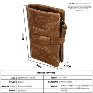 Men's Crazy Horse Long Wallet Anti-RFID Retro Purse