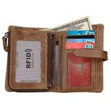 Men's Crazy Horse Long Wallet Anti-RFID Retro Purse