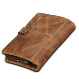 Men's Crazy Horse Long Wallet Anti-RFID Retro Purse