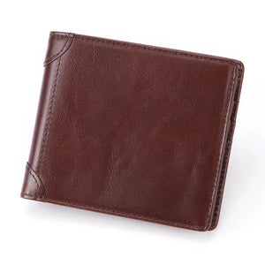 RFID Leather Wallet Oil Wax Cowhide Man Purse Retro Style Card Women Purse