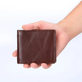 RFID Leather Wallet Oil Wax Cowhide Man Purse Retro Style Card Women Purse