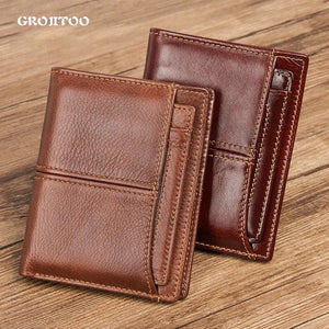 RFID Oil Wax Cowhide Leather Men Wallet Anti scanning leather wallet