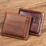 RFID Oil Wax Cowhide Leather Men Wallet Anti scanning leather wallet