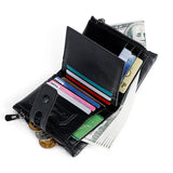 RFID Men's Wallet Double Zipper Buckle Short Purse Leather Wallet