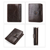 Cowhide Leather Wallet Men Zipper Coin Purse Large Capacity