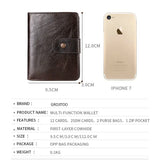 Cowhide Leather Wallet Men Zipper Coin Purse Large Capacity