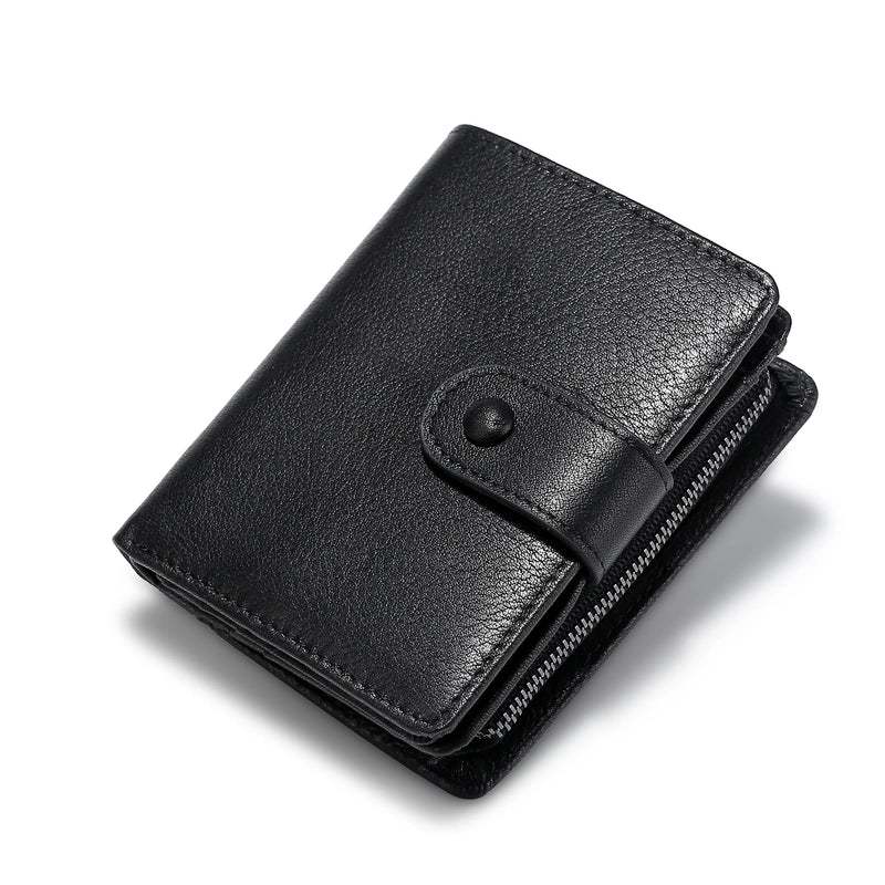 Cowhide Leather Wallet Men Zipper Coin Purse Large Capacity